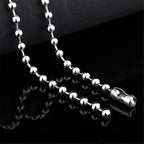 Titanium Stainless Steel Small Beads Ball Chain Necklace for Men Women 24-38 Inches Silver Black Gold - color: Silver, 8mm wide
