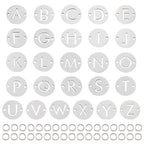 26pcs Stainless Steel Letter Link Charms 12mm Flat Round A-Z Letter Charms with Jump Rings Metal Alphabet Connector Charms with Two Hole for Jewelry Making Necklace Bracelet DIY Crafts