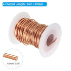 PATIKIL 45.93 Feet Solid Bare Copper Wire,14 Gauge 99.96% Pure Copper Wire 1.6mm Soft Beading Wire Metal Plant Stem Ties for Jewelry Craft (14m) - size: 1.6mm x 45.93ft