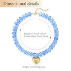 Chunky Heart Necklace for Women, Colorful Acrylic Beaded Statement Puff Heart Necklace, Cute Boho Y2K Choker Necklace for Gift Jewelry - color: Blue