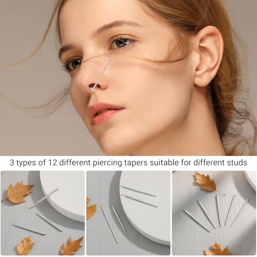 Piercing Taper Insertion Tool for Changing Jewelry – Piercing Ball Grabber Tool Sets with 14/16/18/20G Stainless Steel Threadless Insertion Pin for Ear Nose Lip - color: Set Straight Threadless 14G(1.6mm) 16G(1.2mm) 18G(1.0mm) 20G(0.8mm)