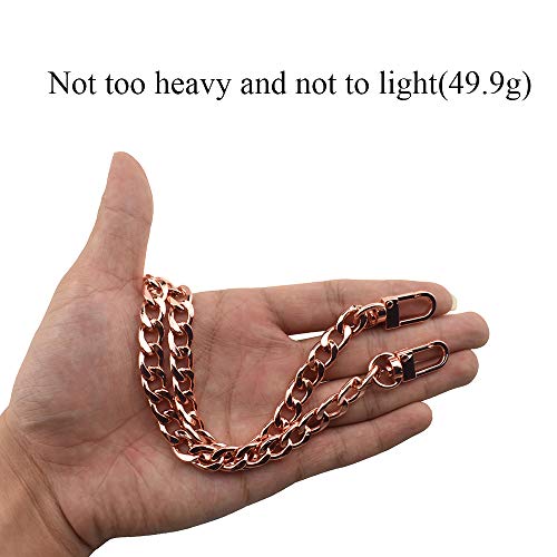 HAHIYO Rose Gold Purse Chain Strap 15.7 inches - Comfortable Flat 0.4' Wide, 2.4mm Thick Metal Strap for Shoulder, Cross Body, Sling, Handbag, Clutch - 1 Pack - size: Rose Gold 15.7 inches