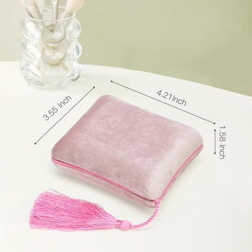 Necklace Boxes, Velvet Small Earring and Necklace Case for Women with Tassel, Empty Long Necklace Pendant Box for Her(Pink) - color: Pink