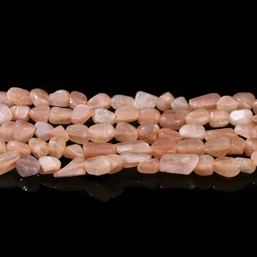 HAAMIIQII Natural Sunstone Pebble Stone 5-8mm Small Irregular Freeform Tumbled Loose Gemstone Beads for Jewelry Making Strand 15 Inch (45-50pcs) - color: Sunstone