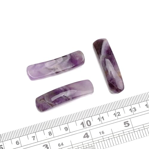 BEADIA Natural Curved Amethyst Stone Beads 36x10mm 4pcs for DIY Bracelet Jewelry Making - color: Amethyst