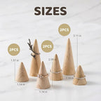 6Pcs Wood Ring Holder 3 Sizes Wooden Cone Display Stand for Men Womens Jewelry Engagement Wedding Ring Organizer Freestanding Vanity Kitchen Display Mens Accessories