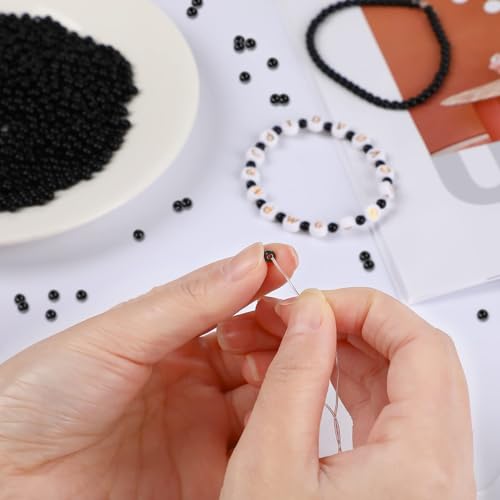 1200Pcs 4mm Black Spacer Beads Round Smooth Loose Ball Beads for Bracelet Jewelry Making Craft - color: Z-Black, size: 4mm
