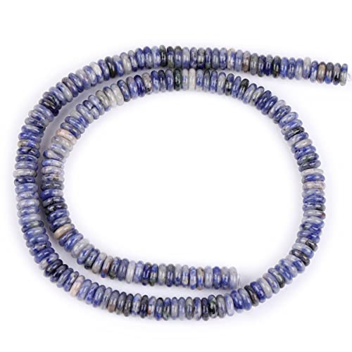 GEM-Inside 2x6mm Natural Blue Sodalite Jasper Stone Heishi Disc Rondelle Spacer Beads for Jewelry Making Full 15" Strand Energy Stone Healing Power Crystal - color: Blue Sodalite Jasper