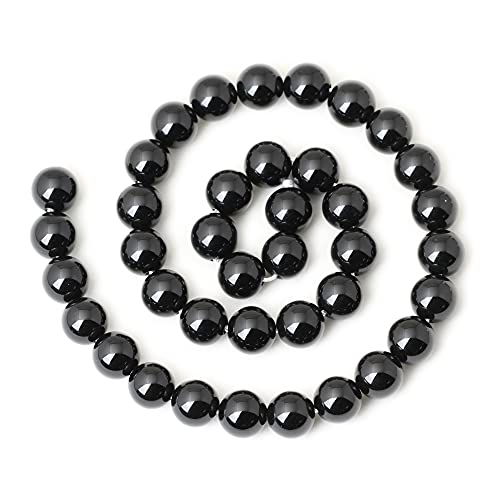 35PCS 10mm Black Smooth Polish Onyx Agate Gemstone Round Loose Beads for Jewelry Making 1 Strand 15" - color: Black Onyx, size: 10mm 35pcs