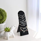 MOOCA 2 Pcs Set Bracelet Necklace Chain Display Pad with 12 Slots, Jewelry Organizer Display with Easel Stand for Chains, 4.5W x 4.9D x 12.2H in, Black Velvet - color: Black,12 Slots