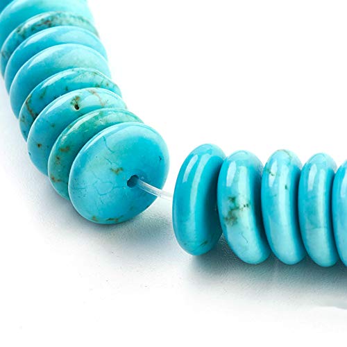 Craftdady 80Pcs 10mm Natural Turquoise Heishi Coin Disc Stone Beads Flat Round Disk Gemstone Loose Beads for Jewelry Craft Necklace Bracelet Making Hole: 1mm - color: Cyan Blue, 10mm