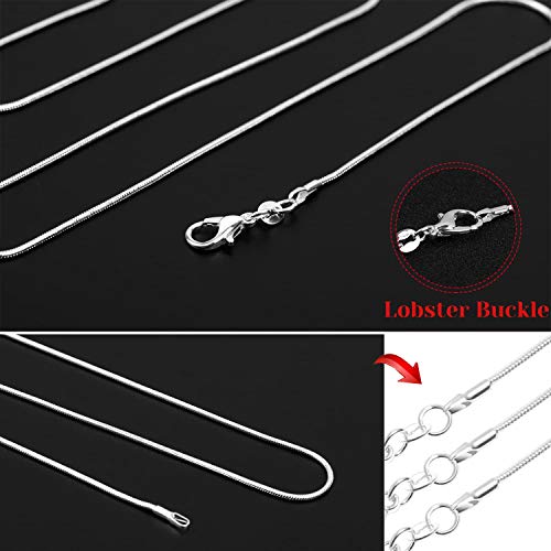 PAXCOO 25 Pack Chains for Jewelry Making, Necklace Chains Bulk Silver Plated Snake Chains for Necklace Jewelry Making, 1.2 mm - size: 22 Inches
