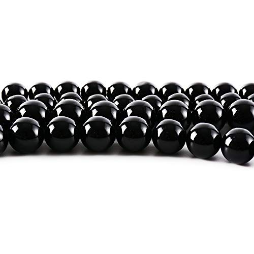 RayLineDo® 45Pcs 8mm Natural Black Onyx Stone Round Beads Loose Beads Wholesale for Jewelry Making - color: Black Onyx, size: 8mm