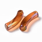 Ipotkitt 20 Pcs UV Plating Transparent Rainbow Curved Tube Beads Iridescent Acrylic Beads Candy Colors Chunky Bamboo Tube Beads for DIY Jewelry Making - color: 20pcs-Rainbow Curved Tube Beads-32~33mm