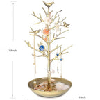 INVIKTUS Silver Birds Tree Jewelry Stand Display Earring Necklace Holder Organizer Rack Tower - color: antique cyan
