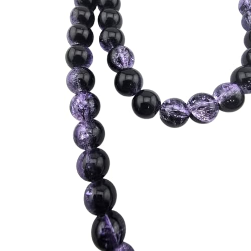 DandS ltd Crackle Lampwork Glass Beads for Jewelry Making, Purple, Vibrant DIY Bracelets, Necklaces, Earrings, Beading Supplies & Craft Kits for Handmade Jewelry, 80pcs 0.39 inch (10mm), #J211-10 - color: Purple