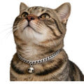 Silver Cat Chain Collar with Removable Bell,Adjustable Cuban Link Metal Necklace, Cute Pet Jewelry for Cats & Small Dogs