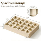 pickpiff Drawer Jewelry Organizer & Display Trays: 2pcs 24grid Velvet Stackable Jewelry Case (13.8x9.4x1.2inch) - Soft Beige Ring Storage Bracelet Holder Earring Box - size: 24 grids + 24 grids
