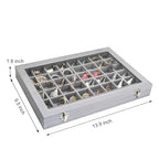 Siveit Jewelry Tray Organizer Box 48 Grid Jewelry Display Organizer Box with Transparent Lid Rings Earrings Necklaces Pendants Display Box Suitable for Women and Girls (48 Grid, Silver Grey) - color: Grey