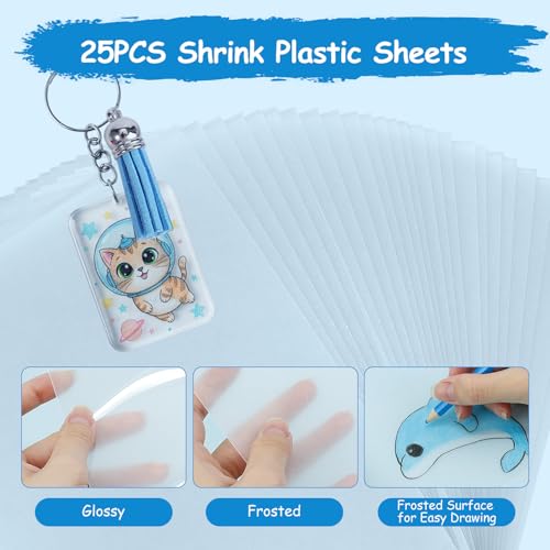 Auihiay 178 PCS Shrinky Paper Keychain Kit for Mother's Day, 25 PCS Shrinky a Dink Sheets with Hole Punch, Pencils, Keychains, Shrink Plastic Sheets for DIY Crafts for Adults and Teens - size: 178pcs