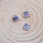 200 pcs Tiny Heart Enamel Charm Gold Plated Alloy Love Pendant Bracelet Earring Keychain Jewelry Crafts 6x8mm - color: Navy