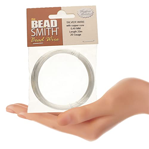 The Beadsmith Professional German Jewelry Wire – 0.4mm Diameter, 26 Gauge, 20 Meter Coil – Silver Plated – Beading Wire Used to Jewelry Making, Wire Wrapping, Sculpting, Floral, Modeling and DIY Arts - color: SILVER, size: 26 Gauge