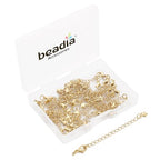BEADIA 14K Gold Plated Extender Chains 75mm 20pcs 3D Star Extension Tail Chains for Jewelry Making Findings - color: 3D Star