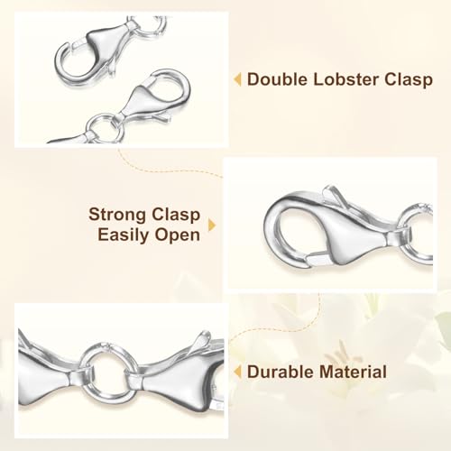 uxcell Bracelet Extender, 925 Sterling Silver Double Lobster Claw Clasps Necklace Extenders, Connector Extension Clasp for DIY Making Jewelry Chain (20mm/0.79", Plating Silver) - color: Plating Silver