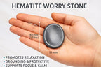Hematite Worry Stone – Natural Polished Thumb Palm Stone for Grounding, Protection & Mental Strength – Pocket Fidget Crystal for Calm & Focus - color: Hematite