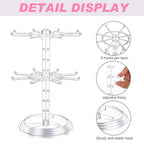2 Pack Keychain Display Stand Rotating Jewelry 2 Tier Necklace Holder Plastic Spinning Bracelet Hanging Organizer Rotating Rack Earring Bracelet Stands for Vendors Malls Counter Dressing Table - color: Clear