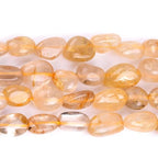 HAAMIIQII Natural Gold Rutilated Quartz Pebble Stone 5-8mm Small Irregular Freeform Tumbled Loose Gemstone Beads for Jewelry Making Strand 15 Inch (45-50pcs) - color: Gold Rutilated Quartz
