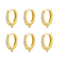 6Pcs Gold Zirconia Hoops for Earrings, Hypoallergenic 14K Goldplated Earring Hooks Round Huggie Zirconia Hoop with Loop Leverback Dangle Earring Making Gold Jewelry Findings Supplies Replacement Set - color: 6PCS_GoldB