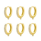 6Pcs Gold Zirconia Hoops for Earrings, Hypoallergenic 14K Goldplated Earring Hooks Round Huggie Zirconia Hoop with Loop Leverback Dangle Earring Making Gold Jewelry Findings Supplies Replacement Set - color: 6PCS_GoldB