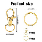 100PCS Gold Swivel Clasps Lanyard Snap Hooks with Key Rings, Key Chain Clip Hooks Lobster Claw Clasps for Keychains Jewelry DIY Crafts - color: Gold