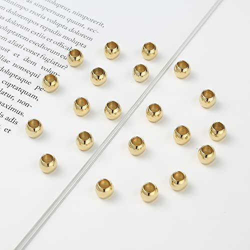 60 Pcs Gold Plated Stainless Steel Round Spacer Beads 4mm Hole, Seamless Loose Beads for DIY Bracelet Necklace Jewelry Making Findings 7mm - color: gold, size: 7*4mm