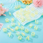 FASHEWELRY 50Pcs UV Plating Rainbow Iridescent Acrylic Letter Beads with Large Hole Big Letter Blocks Charms 3D Letters Chunky Vowel Alphabet Beads for Key Chains Necklace DIY Arts Craft (Yellow) - color: Light Yellow, size: Vowels