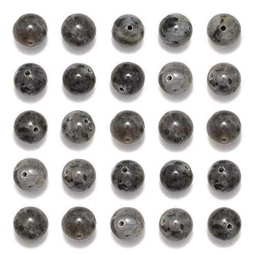 NCB 200pcs 4mm Black Larvikite Loose Beads for Jewelry Making, Natural Semi Precious Beads Round Smooth Gemstones Spacer Beads Charms for Necklaces Bracelets (Black Larvikite, 4mm 200Beads) - color: Black Larvikite, size: 4mm 200Beads