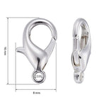 HDSupplies 100 Pieces - Lobster Clasps - Bright Silver Tone - 16x8mm / 2mm Hole - color: Bright Silver Tone, size: 16x8mm