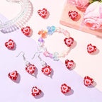 DanLingJewelry 10Pcs Handmade Lampwork Glass Red Heart Beads Colorful Bumpy Glass Heart Loose Beads for DIY Jewelry Making Craft - color: Red