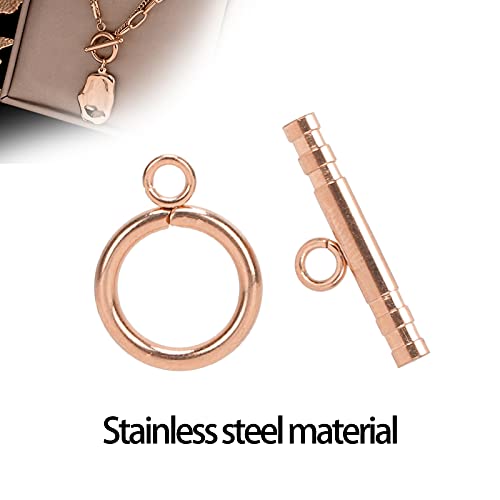 Round Toggle Clasps, Stainless Steel Toggle Clasps Rose Gold Jewelry Clasps for Necklace for Bracelet
