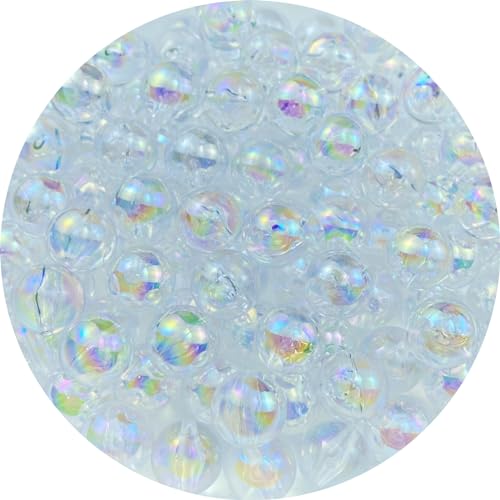 100pcs Acrylic Round Beads - 12mm AB Colors Craft Beads with Holes for Earring Bracelet Necklace Key Chains Jewelry Making (White AB) - color: White AB, size: 12mm