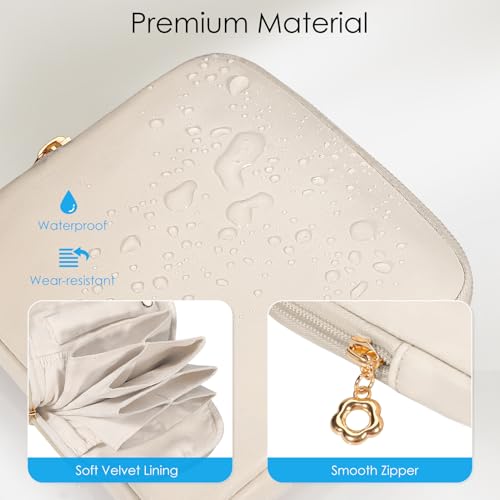 SITHON Small Travel Jewelry Case with Ring Holder, Mini Velvet Jewelry Pouch Bags, Compact Storage Organizer for Bracelet Necklaces Earrings Travel Essentials, Mother’s Day Gifts (Cream White) - color: Cream White