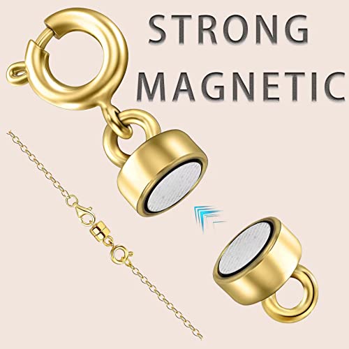 OHINGLT Magnetic Necklace Clasp Extra Strong, Gold Plated Magnet Jewelry Clasps Converters for Bracelet Necklaces Chain - color: 8Pcs Gold