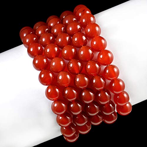AD Beads Natural Gemstone Round Beads Stretch Bracelet Healing Reiki 10mm (Carnelian) - color: Carnelian