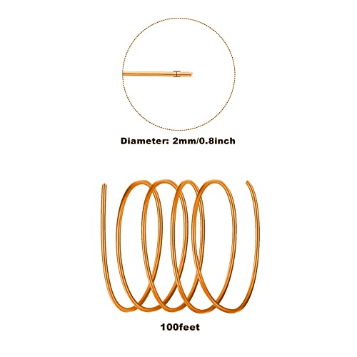 2mm Aluminum Wire - 100ft, 12 Gauge, Bendable Anodized Metal for Sculpting, Jewelry Making, Armature Making, Wire Weaving & Wrapping, Crafting - size: 2mm, style: Gold