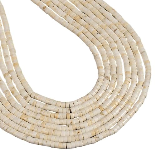180 Pcs 2x4mm White Turquoise Stone Bead Heishi Rondelle Disc Gemstone DIY Beads for Bracelets Jewelry Making Crafts - color: White Turquoise #4, size: 2x4mm
