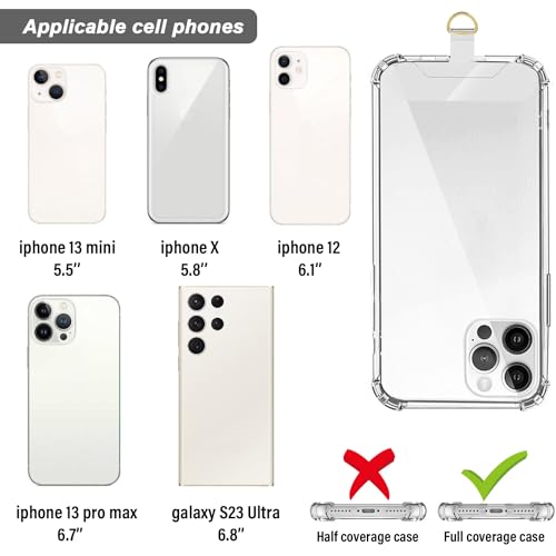 12-Piece Universal Phone Lanyard Patch - No Adhesive, Cell Phone Strap Replacement Part - color: Silver