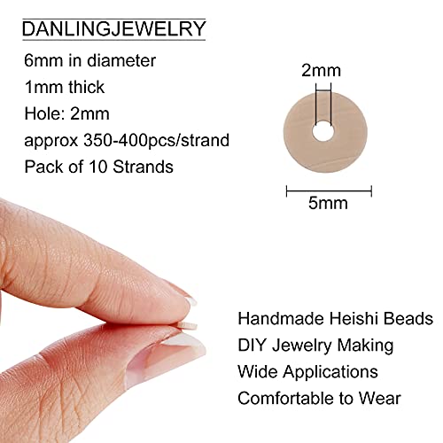 DanLingJewelry Approx 3700Pcs Vinyl Heishi Chip Disk Flat Round Loose Handmade Polymer Spacer Beads for Jewelry Making DIY 6mm PaleGoldenrod