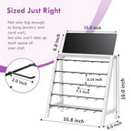 Poyilooo Jewelry Display Stand for Vendors, 30 Hooks Wood Earring Display with Advertising Board, Large Capacity Earring Display Stands Rack for Earring Cards - color: Weathered White