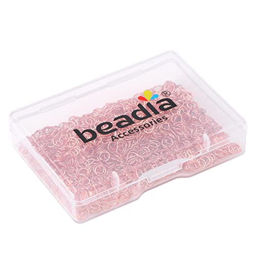 BEADIA Rose Gold Plated Jump Rings Non Tarnish 4mm 900pcs for Jewelry Making Findings - color: Rose Gold, size: 0.5x4mm
